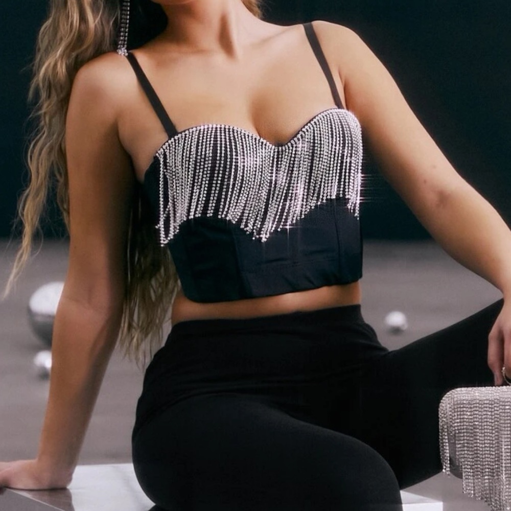 Rhinestone Crop Top - image 1